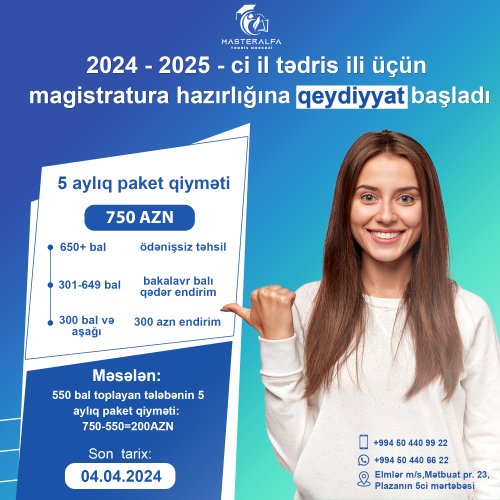 Dizaynların hazırlanması, magistr postları, təhsil postlarının sifarişi