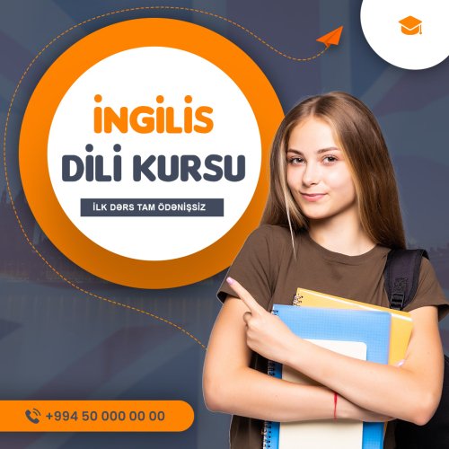 Dil kursu postu, sosial medi paylaşımı, dizayn, qrafik dizayn, smm post