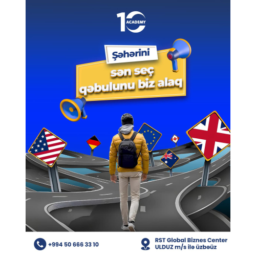 Kurs reklam postu, kurs posteri dizaynı, təhsil reklam vizualı, xaricdə təhsil instagram postu, təhsil reklam şəkli