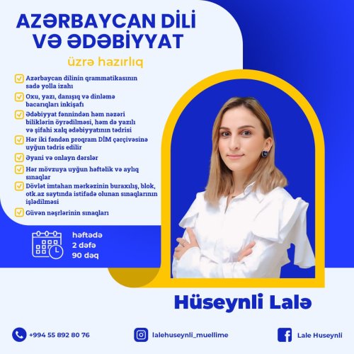 Azərbaycan dili və ədəbiyyat hazırlığı, instagtram dizaynı, təhsil postları, reklam postları, abituriyent hazırlığı, Hüseyinli Lalə, NT00094