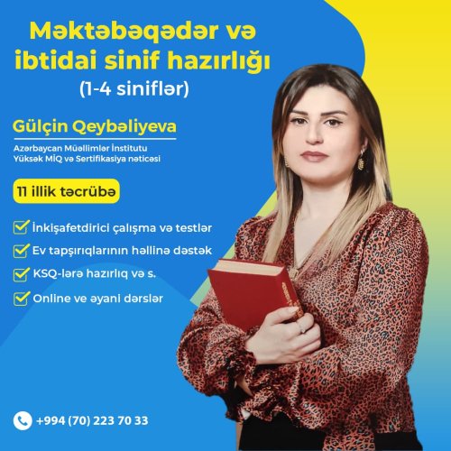 Məktəbəqədər hazırlıq üçün reklam postu, İbtidai sinif hazırlığı, Gülçin Qeybətova, instagram dizaynları