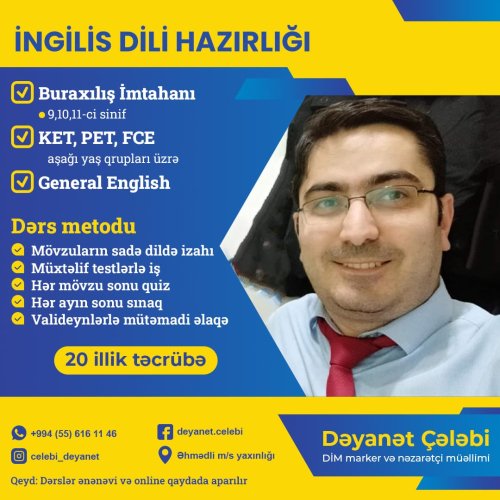 Deyanet Çelebi, ingilis dili hazırlıq postu, müəllim elanları, instagram dizaynları, reklam postları