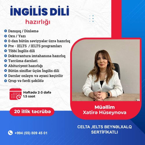 Xatirə Hüseynova, İngilis dili fənni üzrə hazırlıq elanları, hazırlıq üçün dizaynlar, repetitorlar üçün post dizaynlar