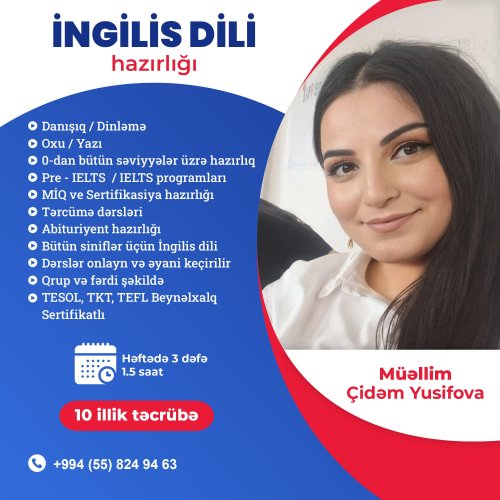 Təhsil dizaynları, ingilis dili hazırlıq elanları, xarici dil üçün post dizayn sifarişi, Çidəm Yusifova