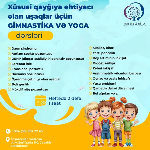 Təhsil postlarının sifarişlə hazırlanması, Reabilitasiya mərkəzi postlarının hazırlanması, Gimnastika və Yoqo dərs postlarının hazırlanması