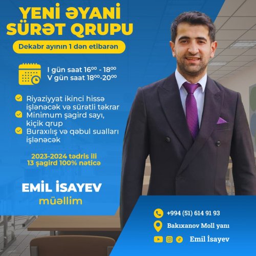 Riyaziyyat fənni hazırlıq elanları, reklam dizaynları, post dizayn sifarişi, instagram postları, Emil İsayev, harzırlıq elanları