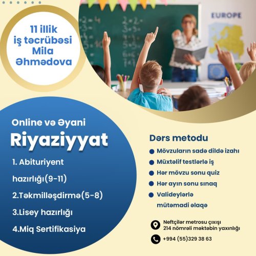 Mila Əhmədova, miq sertifikatsiya hazırlığı, kurs elanları, reklam postları, post sifarişi, litsey hazırlığı, VT0017