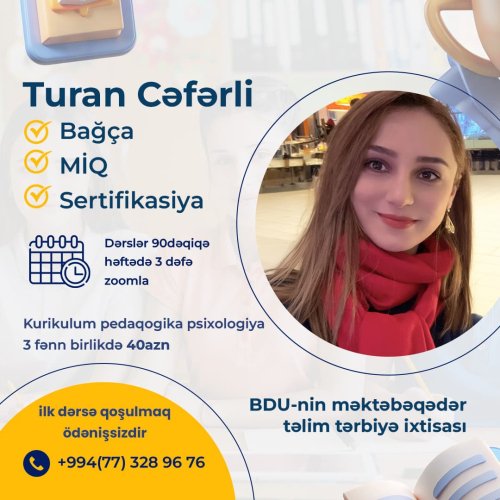 Turan Cəfərli, məktəbəqədər hazırlıq elanları, müəllim və repetitorlar üçün post dizaynları, təhsil dizaynları, reklam dizaynları