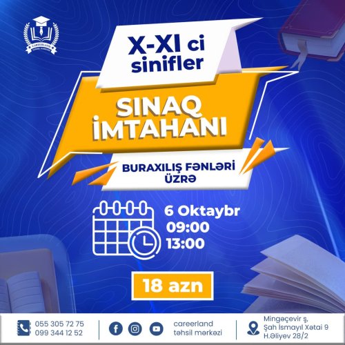 Təhsil dizaynları, Careerland Təhsil Mərkəzi post dizaynları, təhsil kursu elanları, hazırlıq kursları elanları