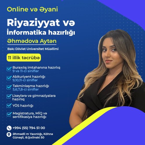 Riyaziyyat fənni üzrə hazırlıq kursu elanları, reklam dizaynları, post dizayn sifarişi, instagram postları, VT0016