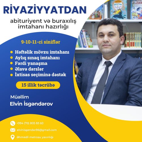 Təhsil mərkəzləri üçün dizaynlar, təhsil kursları üçün reklam poster dizaynları, abituriyent kursları üçün dizaynlar, Riyaziyyat fenni üzre hazırlıq kursu reklamları, NF00063