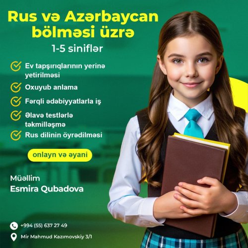 Müəllim və Repetitorlar üçün post dizaynları, ibtidai sinif hazırlığı, Esmira Qubadova, təhsil elanları, NT00057