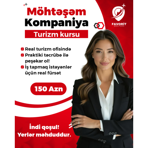 Turizm kursu elani, turizm kurs reklamı, instagram postu, reklam qrafik dizaynı