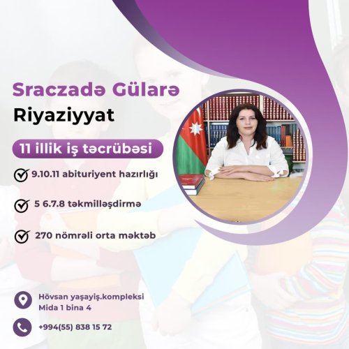 Müəllimler üçün reklamlar, reklam dizaynları, poster dizaynları, riyaziyyat fenni üçün hazırlıq elanları, Sraczadə Gülarə, VT0004