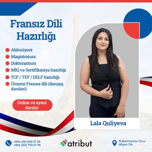 Dil kursları üçün dizaynlar, fransız dili hazırlığı, abituryent hazırlığı, Lale Memedova, tehsil reklamları, NT00030