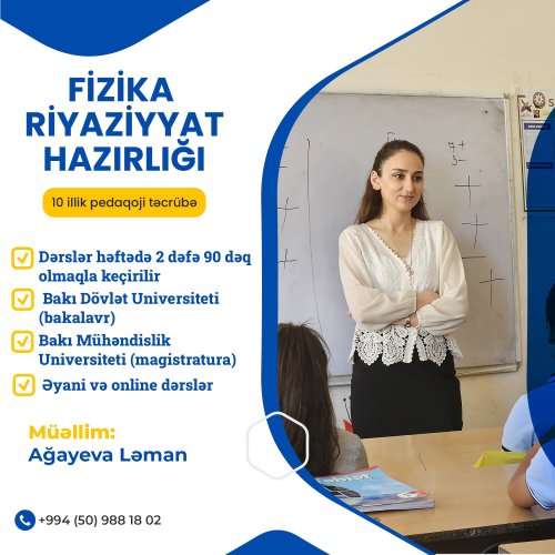 Təhsil reklamları, abituriyent kursları üçün reklamlar, Fizika və Riyaziyyat fenləri üzrə abituryent hazırlığı, Ağayeva Ləman, NT00043