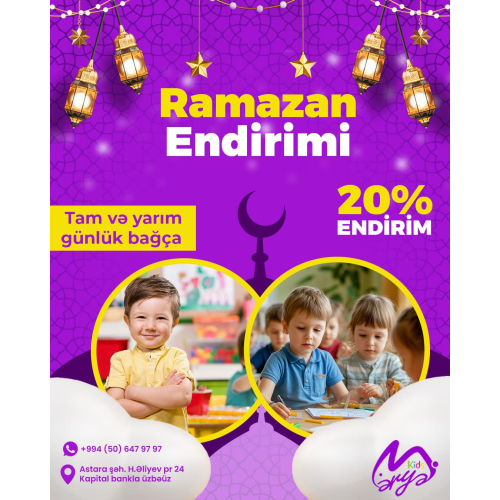 Bağça sosial media postu, sərfəli qiymətə sosial media dizaynı, bağça reklam banneri, təhsil müəssisəsi post dizaynı