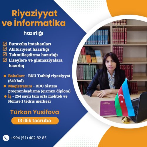 Türkan Yusifova, Riyaziyyat və İnformatika hazırlığı, dizaynların hazırlanması, müəllimlər üçün reklam postu