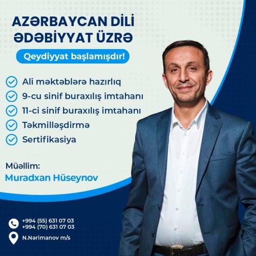 Muradxan Hüseynov, Azərbaycan dili və Ədəbiyyat fənni üzrə abituryent kurs reklamları, post dizaynlar, Azərbaycan dili dizaynları, NT00046