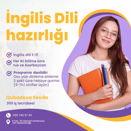 Dil kursları üçün dizaynlar, ingilis dili hazırlıq kursu elanları, ingilis dili fenni üzrə kurs reklamları, təhsil elanları, instagram postları, VT0001