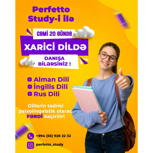 Təhsil postu, xarici dil posteri, hazirliq reklamlari, reklam postu