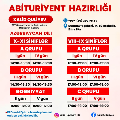 Müəllim posteri, cədvəl postları, instagram dizaynları, təhsil postlarının hazırlanması