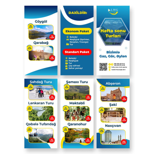 Turizm üçün buklet, biznes üçün buklet dizaynı, kataloq və buklet dizaynı, çap üçün qrafik dizayn, buklet qiyməti