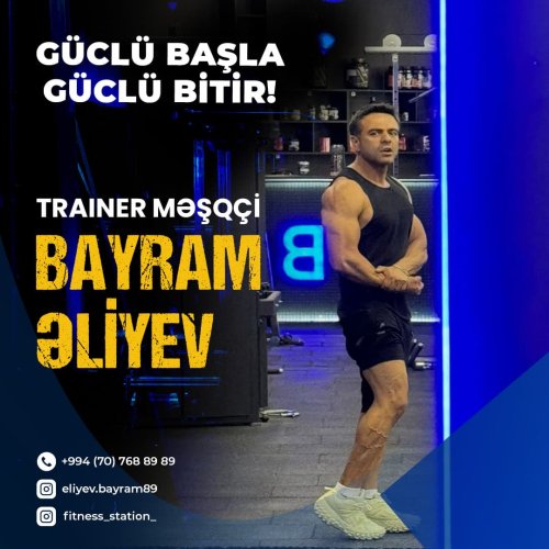 Treynerlər üçün dizaynlar, Fitnes dizaynları, Bayram Əliyev, Treyner məşqçi reklamı, fitnes zal üçün post sifarişi, poster dizayn