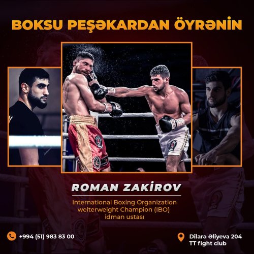 Boks dersi postu, idman növü, treyner Roman Zakirov, instagram dizaynları, boks üçün reklam postu