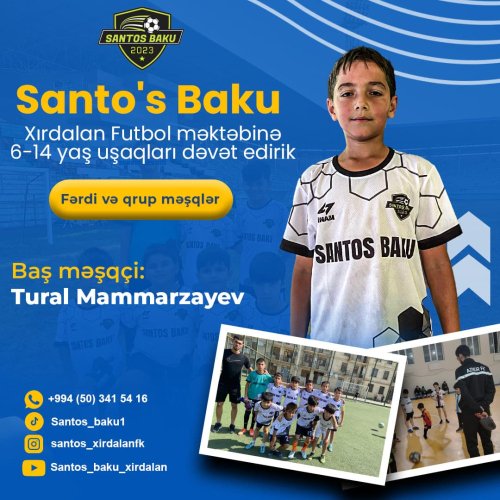 Futbol dizayn reklamlar, instagram dizaynları, poster dizaynları, futbol postu, Santos Baku Xırdalan futbol məktəbi