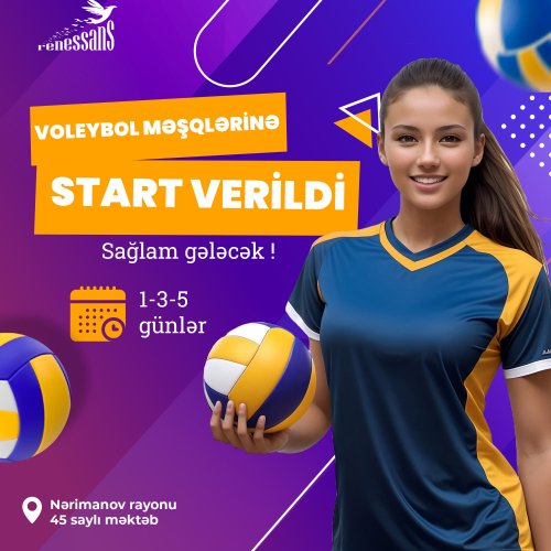 Voleybol post dizaynı, voleybol idman növü, Renessans Azerbaijan, reklam postları, poster dizayn sifarişi, instagram dizaynları