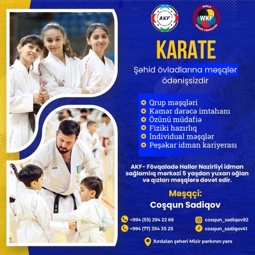 Karate dersi postu, karate dərsləri reklamı, karate reklam dizaynı, Coşqun Sadıqov