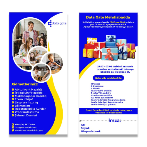 Çap dizaynları, Flayer dizaynları, flayer qiymətləri, təhsil flayer reklam dizaynı, Flayer çapı