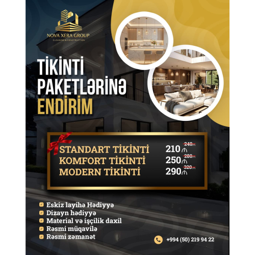 Tikinti xidməti postları, inşaat şirkəti reklamı, şirkətlər üçün sosial media postları, qrafik dizayn