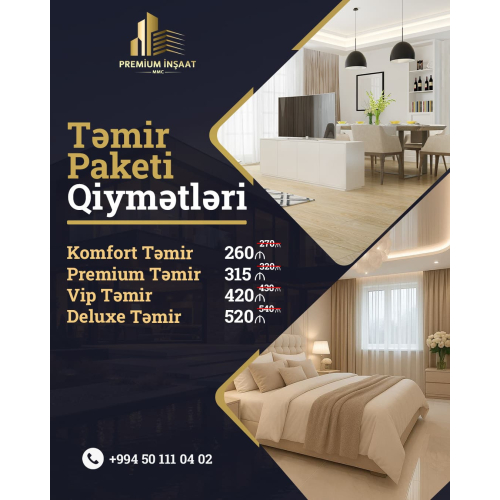 İnteryer dizayn şirkətinə satış postu, inşaat şirkəti reklami, təmir üçün qrafik dizaynlar, poster sifarışı