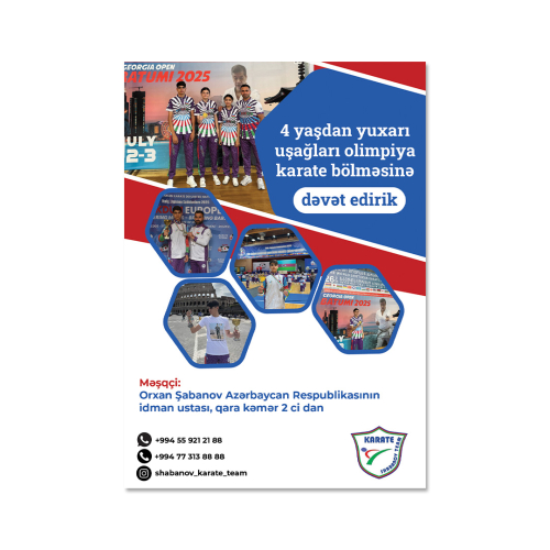 İdman afişa dizayni, karate idmanı reklam plakatı, Plakat hazırlanması, Plakat qiyməti və sifarişi