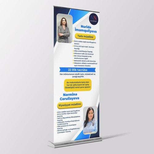 Roll up banner hazırlanması, sərgi üçün roll up dizaynı, tədbir roll up poster dizaynı, roll up reklamı