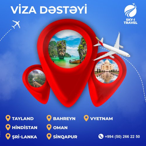 Viza dəstəyi turizm postları, turizm post dizayn sifarişi, reklam postları, instagram dizaynları, Sky-İ Travel Turizm agentliyi