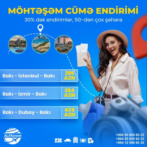 Turizm Agentlikləri üçün dizaynlar, Alfa Travel, turizm postları, cümə endirimi reklamı, reklam post dizayınları