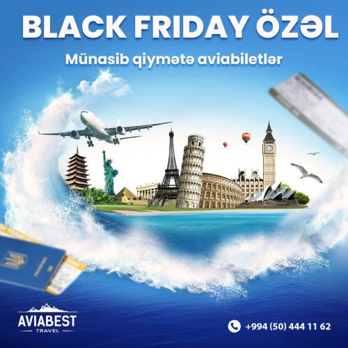 Turizm dizaynları, Turizm Agentlikləri üçün dizaynlar, Black Friday turizm postları, reklam dizaynları, Aviabest Travel