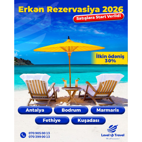 Erkən rezervasiya elani, reklam postları, turizm dizaynları, turizm agentlikləri üçün dizaynlar