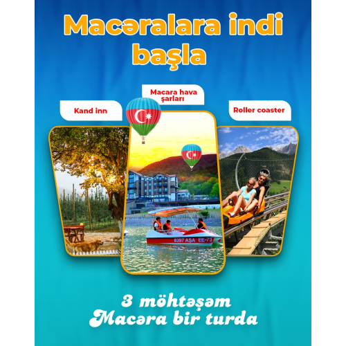 Daxili tur sosial media dizayn, daxili turizm üçün qrafik dizayn, istirahət turu reklami, tur dizayni
