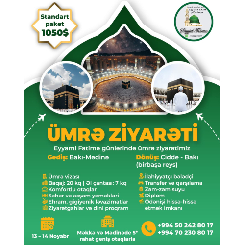 Ümrə ziyarəti reklami, ziyarət postu hazirlanmasi, numune postlar, post dizayn xidməti, qrafik dizayn agentliyi
